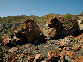 Fototapeta na wymiar Volcanic rocks in Magdalena bay Isla Santa Margarita baja california sur