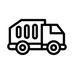 garbage truck line icon illustration vector graphic. Simple element illustration vector graphic, suitable for app, websites, and presentations isolated on white background