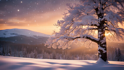 Winter Wonderland: Serene Snowscape at Twilight