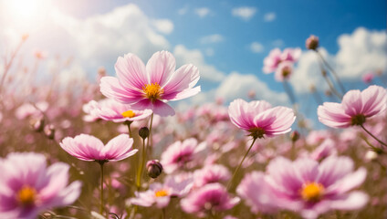 Beautiful summer flowers in a meadow close-up, background