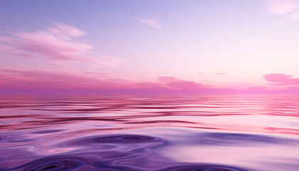 Pink and purple ocean sunset with rippled water surface, and a visible horizon line in the distance. Fantastic for showcasing products.