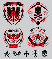 Motor club symbols - Vector graphic art for a t-shirt - Vector art, typographic quote t-shirt, or Poster design
