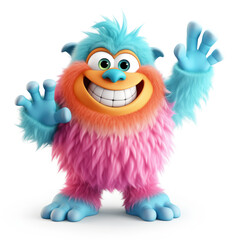 Naklejka premium Nice funny furry monster showing its wild side, roaring and showing claws