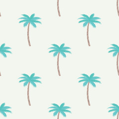 Fototapeta na wymiar Cool Palm Tree pattern in off white background . Summer fashion print. Seamless vector