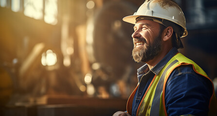 Obraz premium construction worker using tablet computer at a construction site