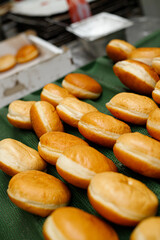 anukkah donuts after baking in a bakery