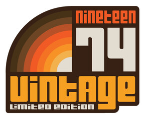 50th Birthday vector illustration for shirt and birthday gift for her and for him. 80s retro style born in 1974 design template.