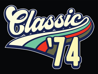 50th Birthday vector illustration for shirt and birthday gift for her and for him. 80s retro style born in 1974 design template.