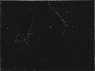 Texture of broken glass with scratches on black background for Y2K style work and creating crack effects for aged retro grunge style