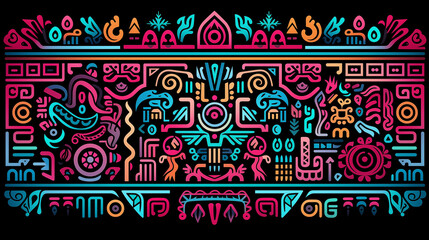 Seamless Mexican ethnic pattern in the style of the Dia de los Muertos - obrazy, fototapety, plakaty