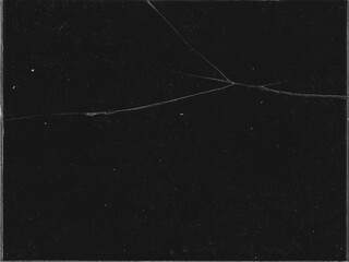 Texture of broken glass with scratches on black background for Y2K style work and creating crack...