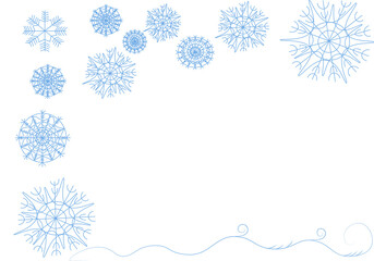 Fototapeta na wymiar A magical blue background with white snowflakes with a place for your text. The concept of Christmas and New Year