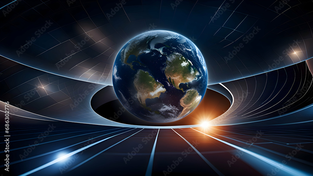 Canvas Prints an abstract background with planet earth in futuristic space