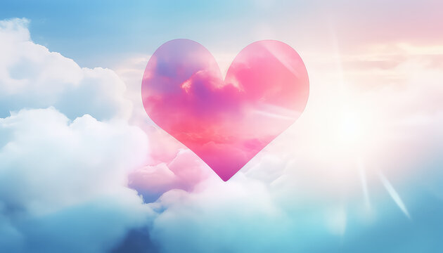 Colored heart in the clouds, valentine's day concept
