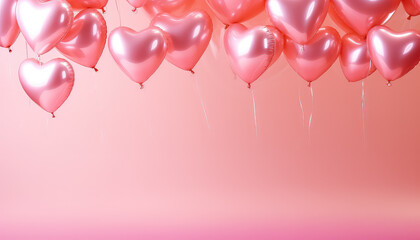 Balloons in the shape of a pink heart, valentine's day concept