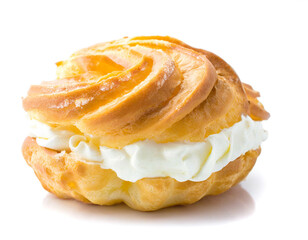 Cream puff isolated on white background, cutout 