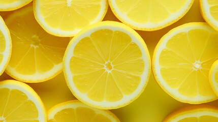 stockphoto, Slices of fresh juicy yellow lemons. Lime fruit cut texture. Citrus section pattern. Vibrant color summer design. Flat lay, top view. Healthy fruit, vitamines.