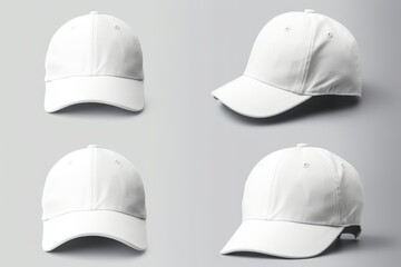 White baseball cap in different angles views. Mockup baseball cap without any designs