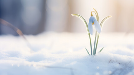 spring flowers in snow