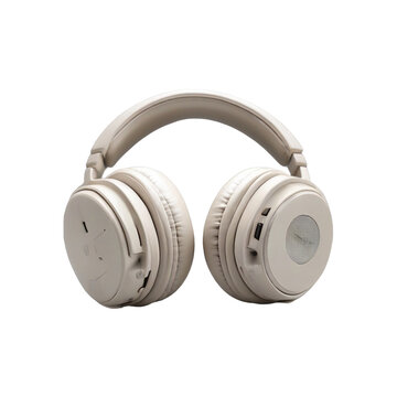 Black Headphones isolated on white background High-quality headphones on a white background
