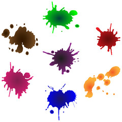 Drops and splashes of ink. Liquid paint drops and ink splashes.Vector on white background
