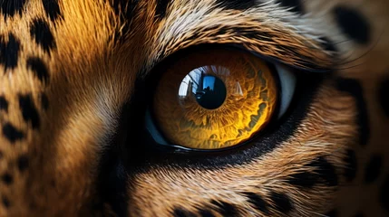 Foto auf Acrylglas Close-up of a leopard's eye. © savvalinka