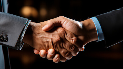 handshake of two honest progressive businessmen after the end of a mutually beneficial successful...