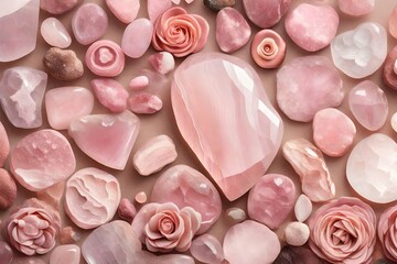 "Explore the delicate charm of rose quartz in your Infuse the canvas with soft pinks and gentle hues, 