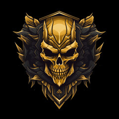skull logo for military ranks black and gold