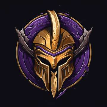 Spartan helm logo gold and purple colors