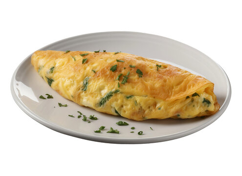 Boursin omelet on transparent background. Generative AI.