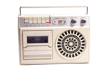Retro portable stereo cassette tape recorder from 80s