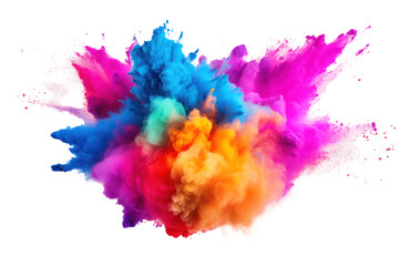 Explosion of colored powder on transparent background. Isolated. - obrazy, fototapety, plakaty