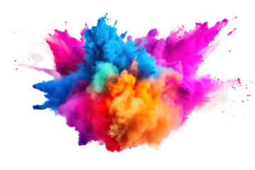 Explosion of colored powder on transparent background. Isolated.