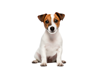 Jack Russell Terrier sitting on transparent background. Isolated.