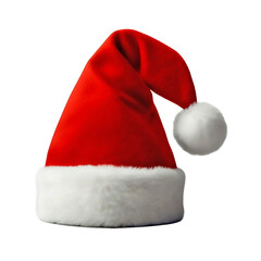 A red Santa Claus hat with a white pompom