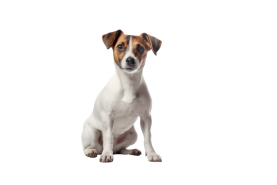 Jack Russell Terrier sitting on transparent background. Isolated.