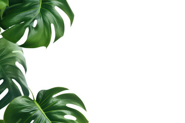 Fototapeta na wymiar Tropical plant. Exotic monstera leaves blowing in the wind. On a transparent background, isolated, with space left for text.