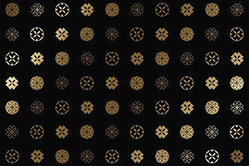 seamless pattern with black and golden flowers.