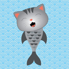 cat with a fish