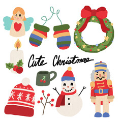 set of christmas elements