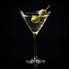 Martini glass with olives