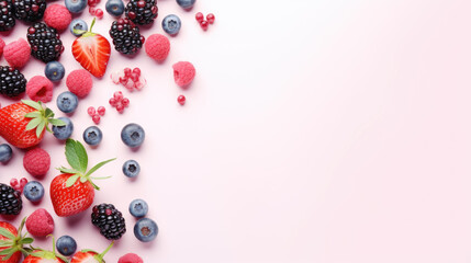 Berries on a pastel pink background