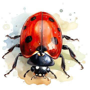 watercolor ladybug clipart, Generative Ai
