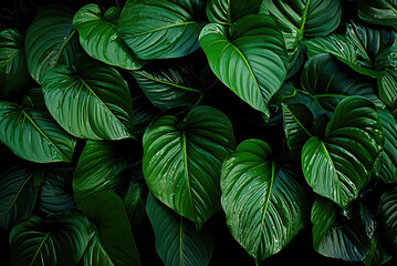 Natural background of tropical leaves