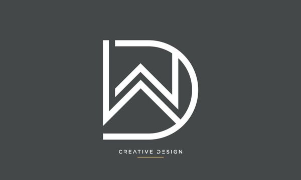 Alphabet letters WD or DW logo monogram