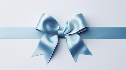 Pastel blue shiny luxury silky gift ribbon with bow, great for Christmas, birthday, Valentine's Day, Anniversary Gift packing, isolated on white background