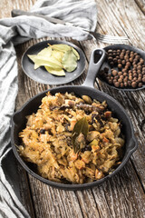 Bigos, a traditional Polish dish with cabbage.