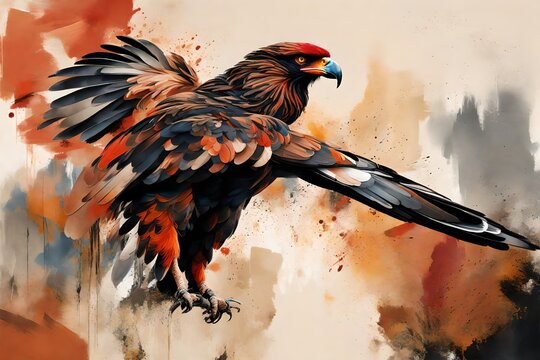 "Embark on a visual journey inspired by the majestic Bateleur eagle, translating its regal presence into an awe-inspiring abstract masterpiece. 