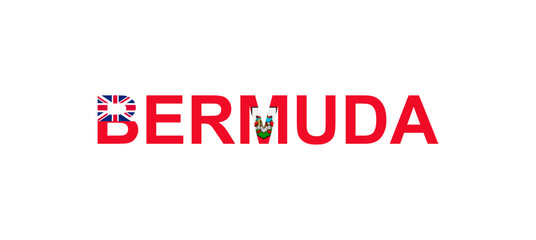 Letters Bermuda in the style of the country flag. Bermuda word in national flag style.